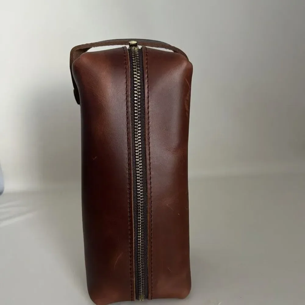 Rustico Wagoneer Leather Toiletry Bag Dopp Kit Brown Jeep Travel Case Made in